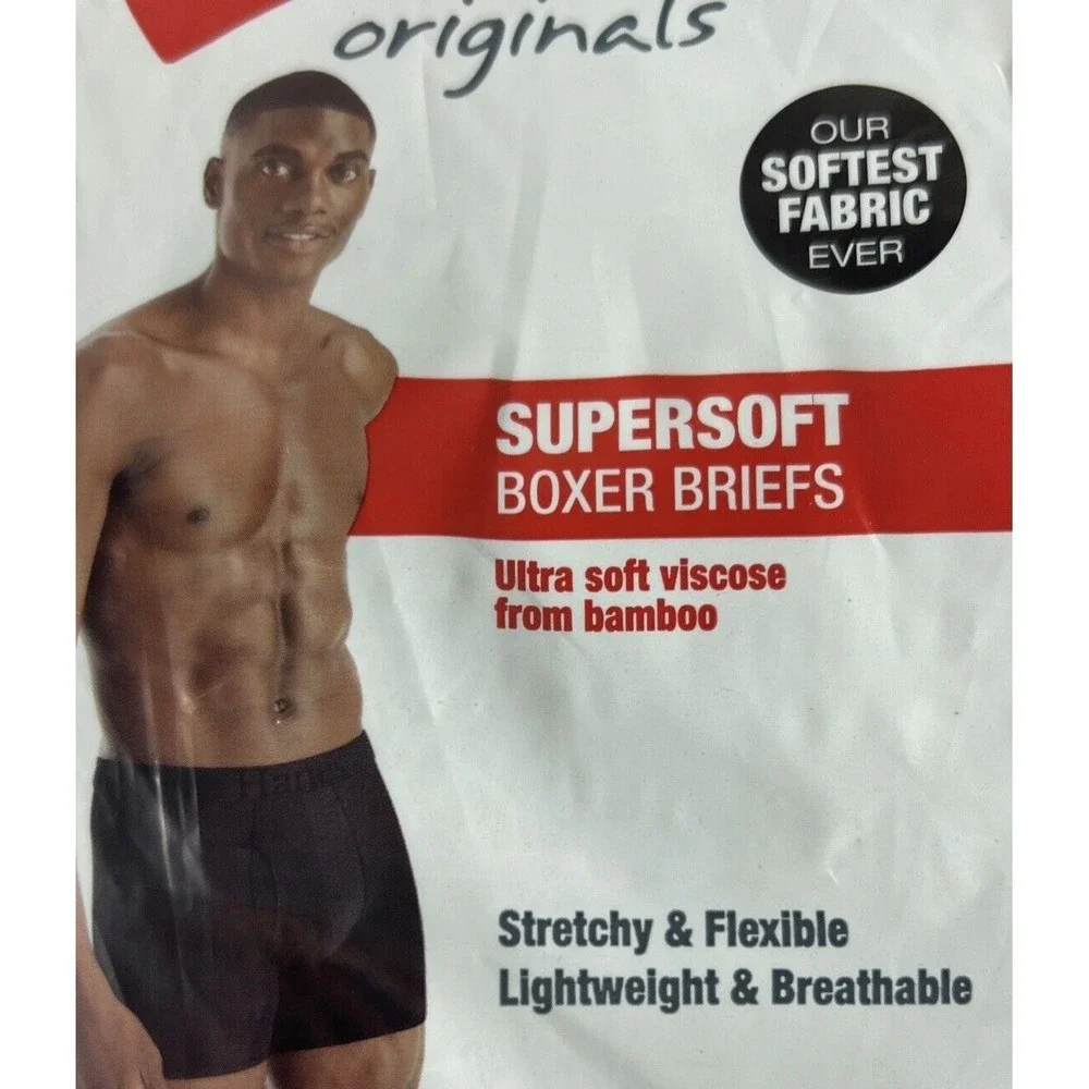 Hanes Boxer Briefs‎ Mens 2XL Multi Supersoft Bamboo Viscose Tagless 3-Pack C20